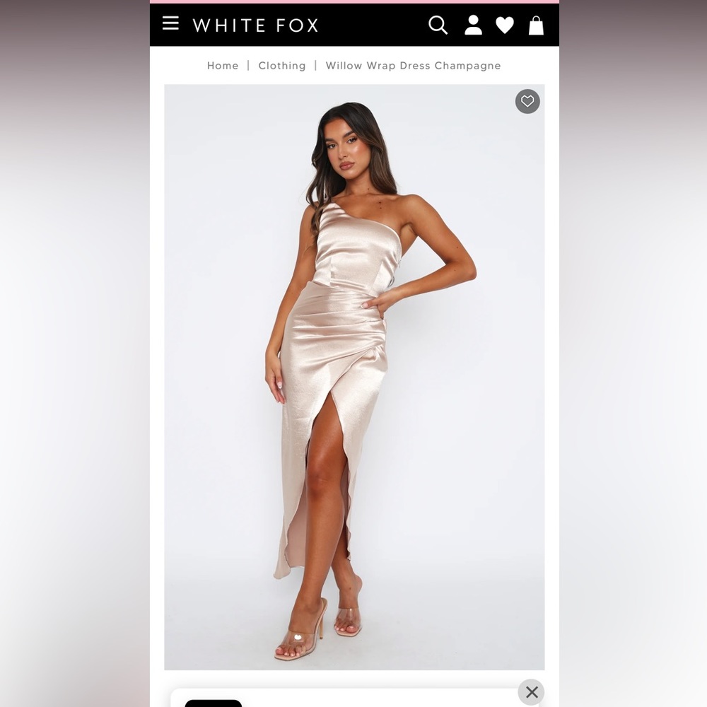 White fox willow wrap dress in champagne